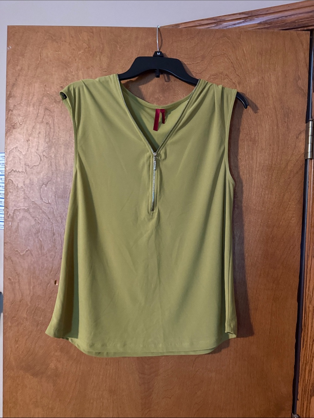 Sleeveless Zip-Front Tank Top in Olive Green